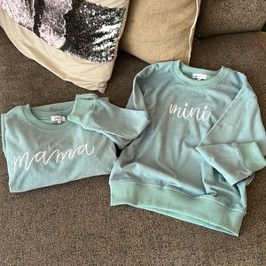 Brand new Mama and Mini corded mint pullovers size adult medium and 7-8T